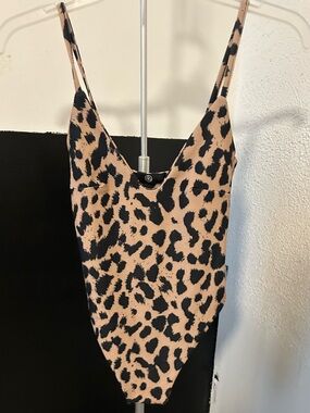 Missguided Leopard Print Cami Bodysuit in Beige and Black